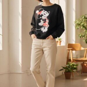 Disney Mickey Mouse Christmas Santa Hat Sweatshirt Top Black Women’s XXL NWT